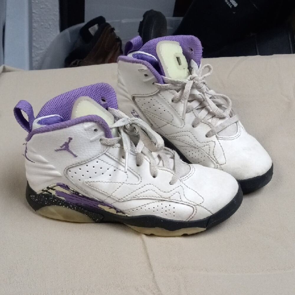 Kids High-Top Sneakers in White and Purple